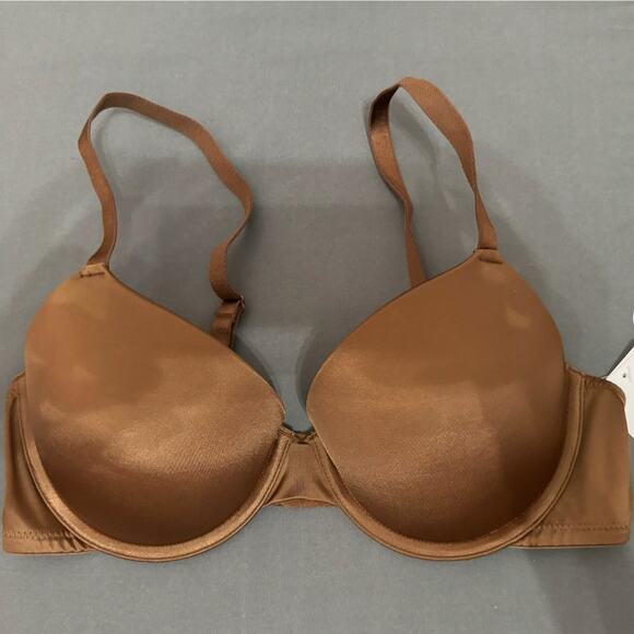 Auden Bra Womens 34C Brown Smooth Light Lift Demi Coverage Comfort Wire Neutral - Picture 2 of 8
